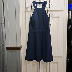 Navy blue open back dress